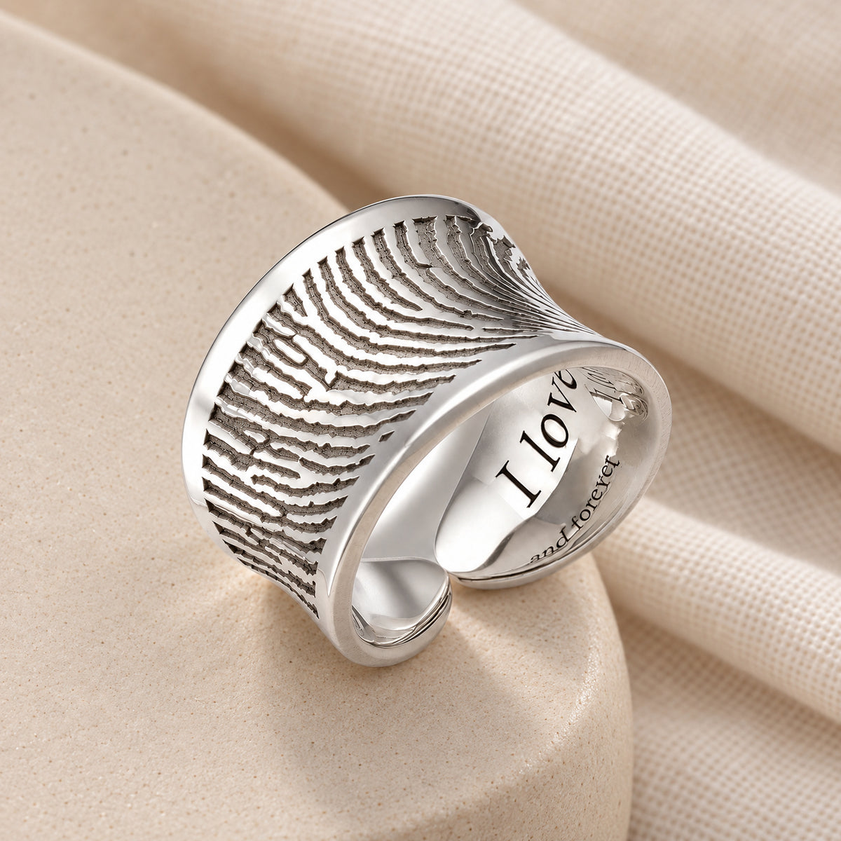 Athena Sterling Silver Fingerprint Ring — alternate view