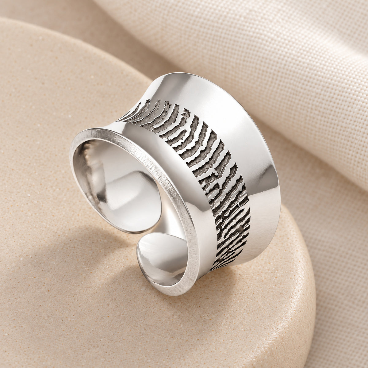 Olympia Sterling Silver Fingerprint Ring — alternate view