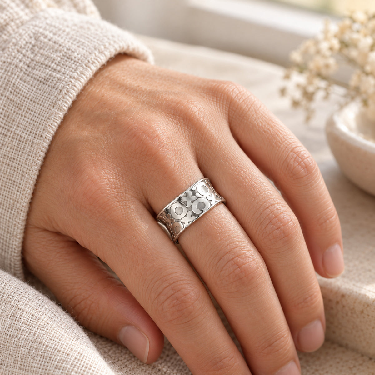 Titan Sterling Silver Fingerprint Ring — lifestyle