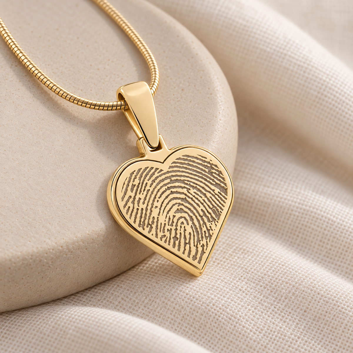 Gold Plated Signature Heart Fingerprint Necklace — alternate view
