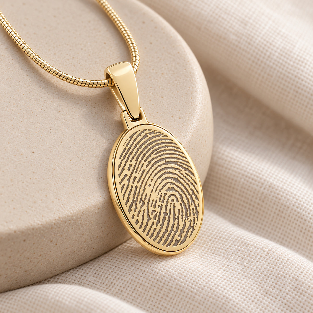 Gold Plated Signature Oval Fingerprint Necklace — alternate view