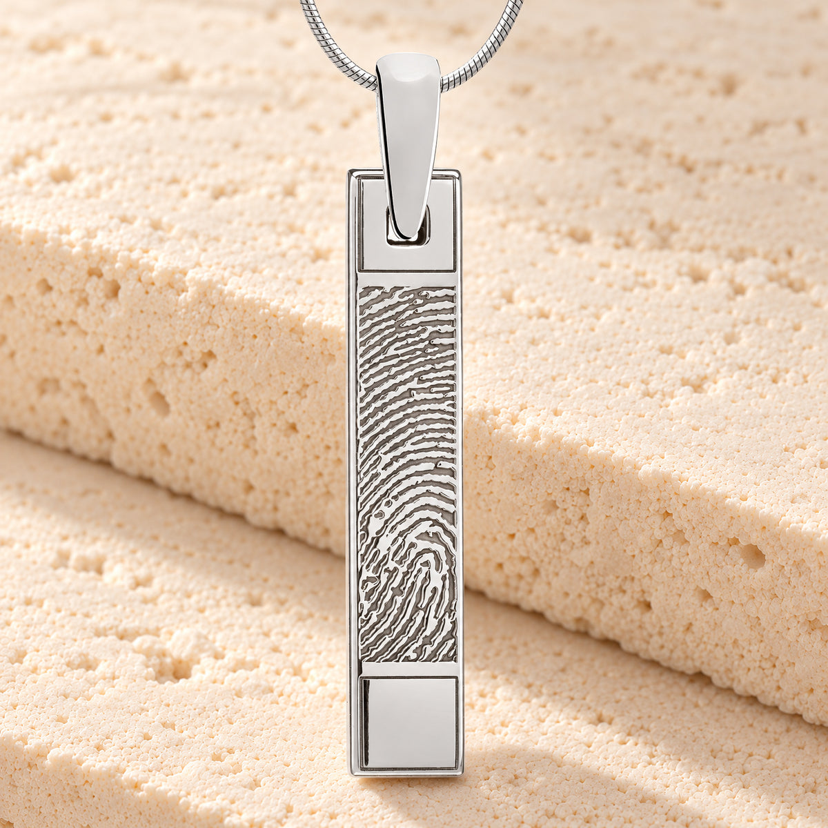 Signature Barred Silver Fingerprint Necklace — main
