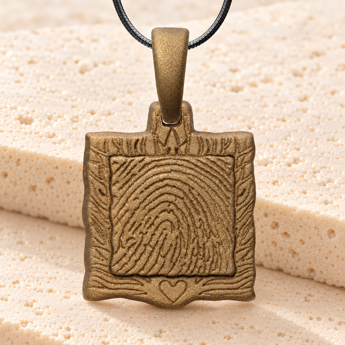 Sterling Silver Squared with Bronze Finish Fingerprint Necklace — main