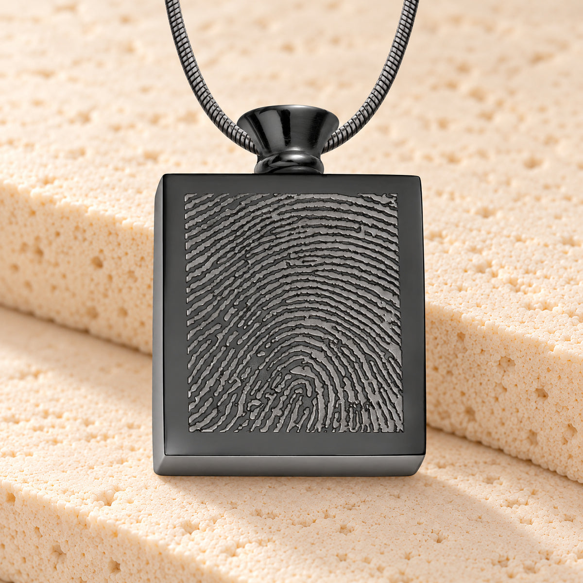 Black Plated over Stainless Glorious Moments Fingerprint Necklace — main