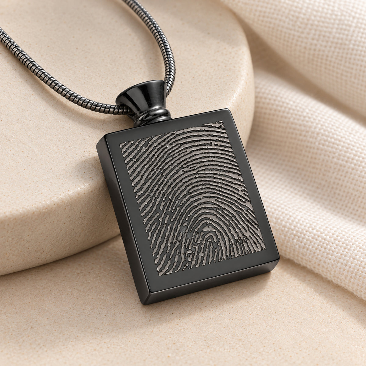 Black Plated over Stainless Glorious Moments Fingerprint Necklace — alternate view