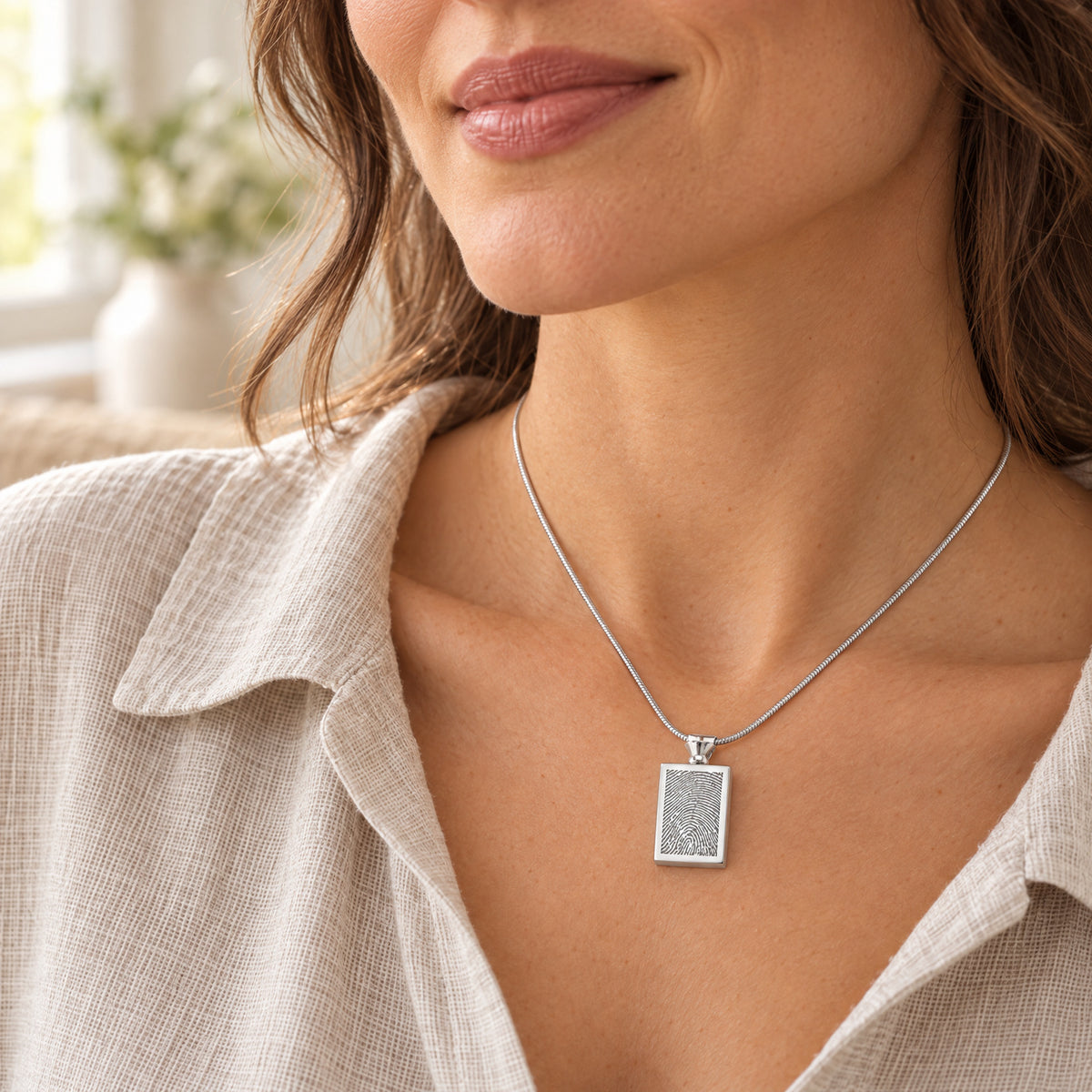 Stainless Glorious Moments Fingerprint Necklace — lifestyle
