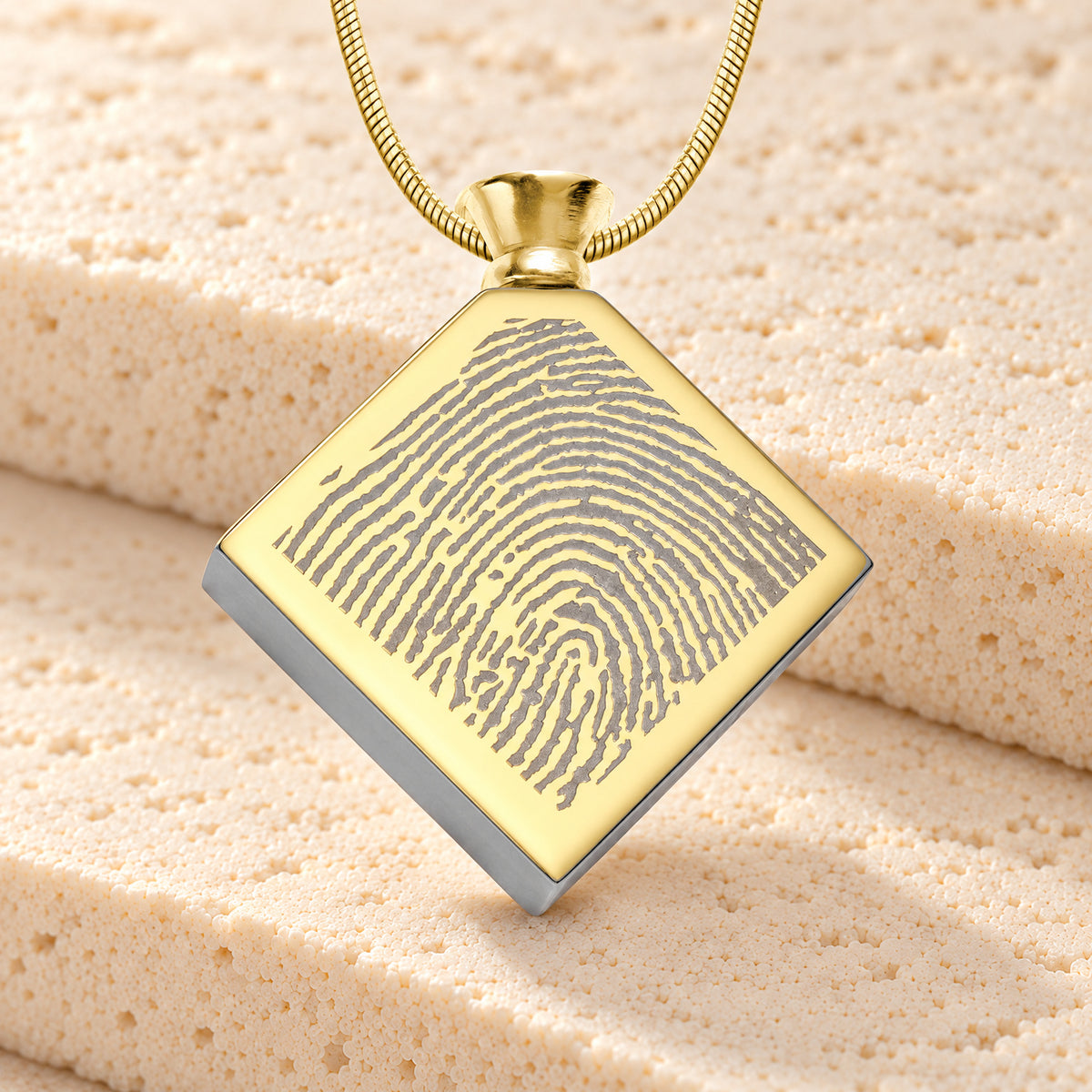 Gold Plated over Stainless Quaint Diamond Fingerprint Necklace — main