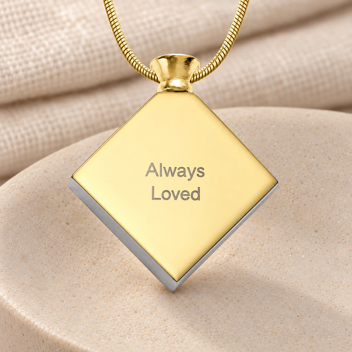 Gold Plated over Stainless Quaint Diamond Fingerprint Necklace — rear engraving