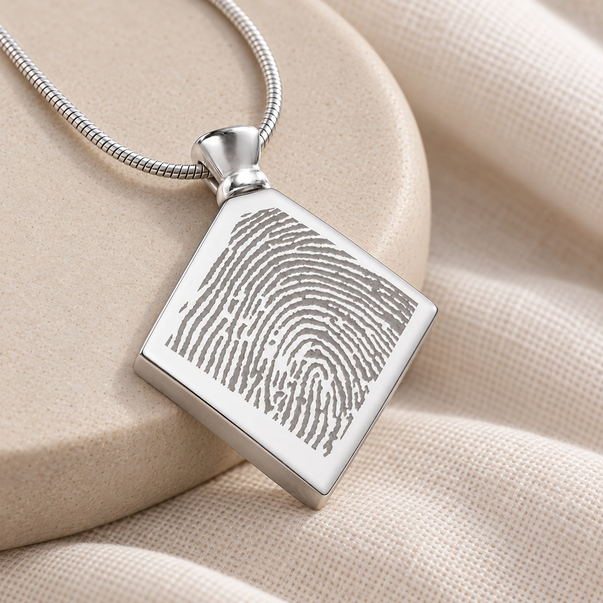 Stainless Quaint Diamond Fingerprint Necklace — alternate view