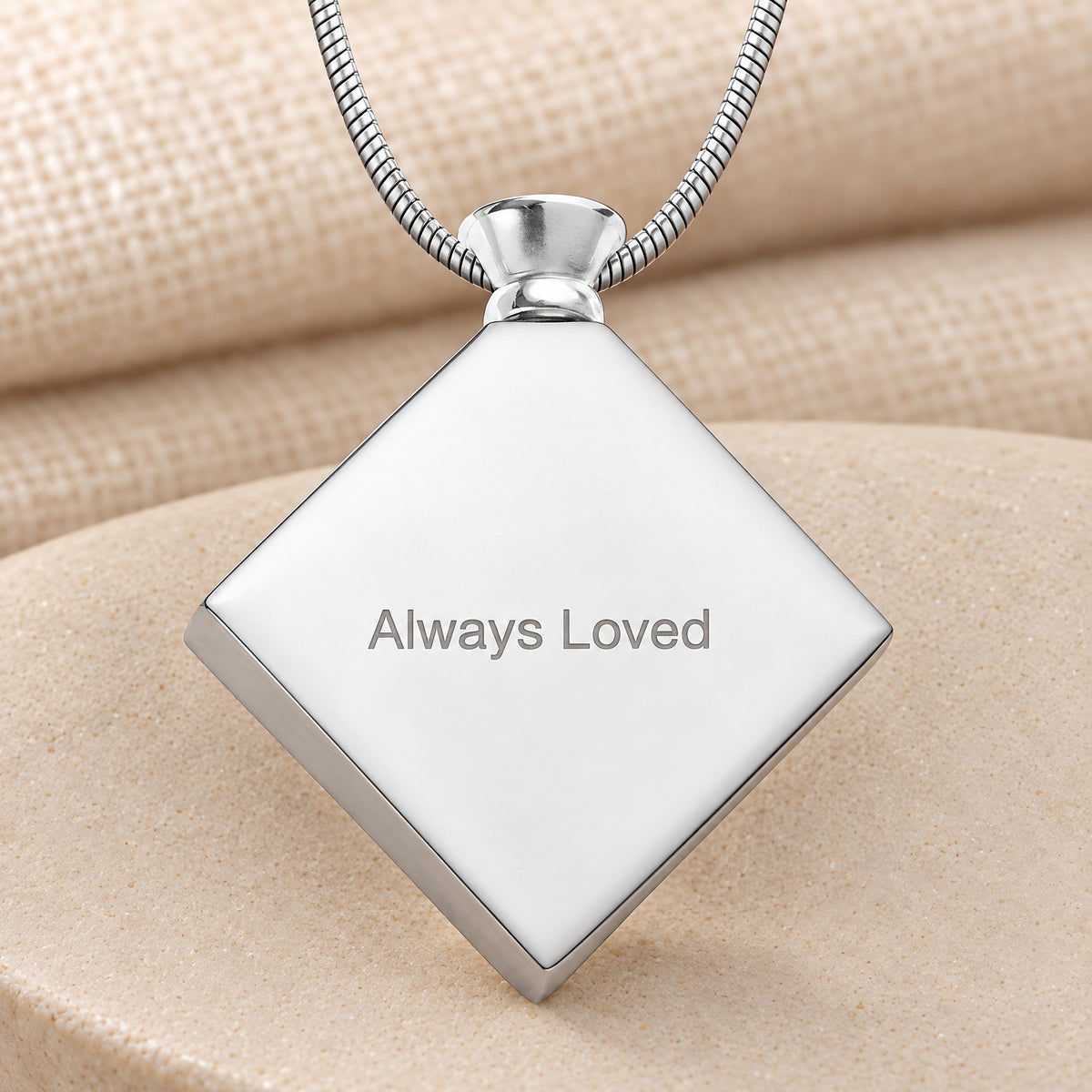 Stainless Quaint Diamond Fingerprint Necklace — rear engraving