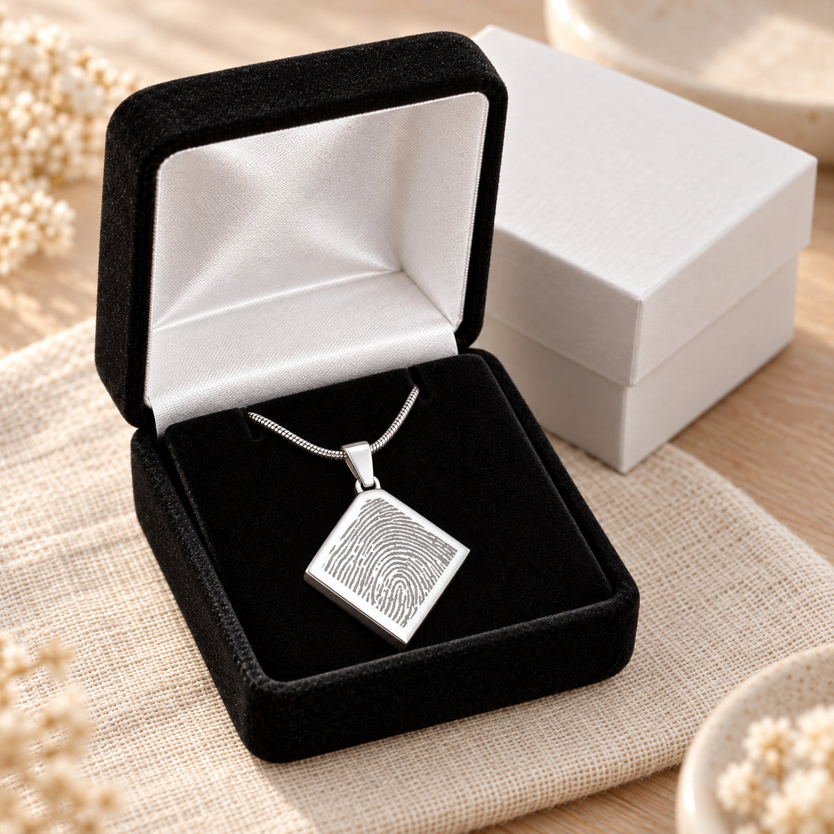 Stainless Quaint Diamond Fingerprint Necklace — gift box