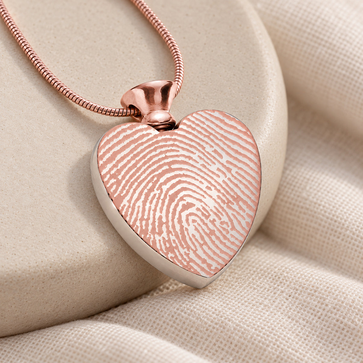 Rose Gold Plated over Stainless Everlasting Journey Fingerprint Necklace — alternate view