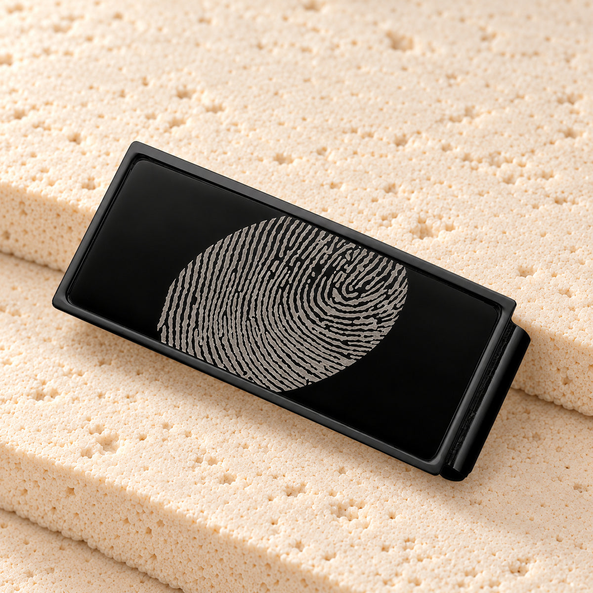 Stainless Steel Black on Black Fingerprint Money Clip — main