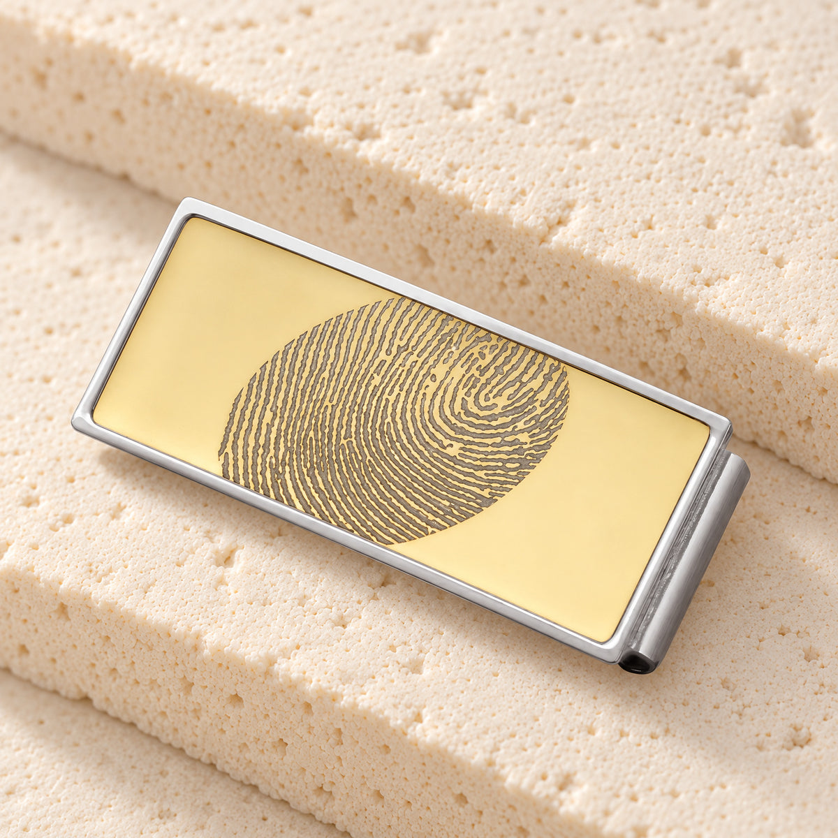 Stainless Steel Gold on Silver Fingerprint Money Clip — main