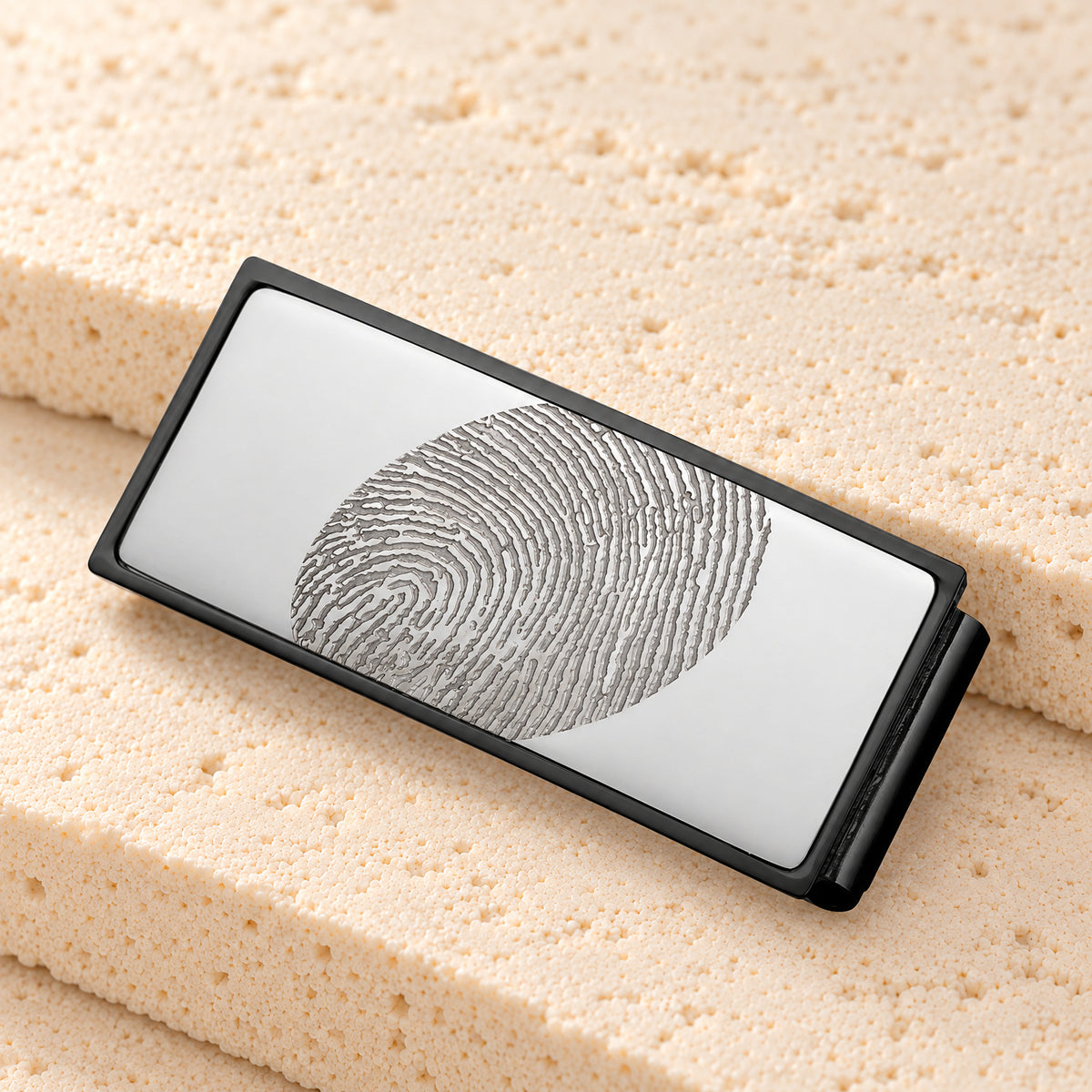 Stainless Steel Silver on Black Fingerprint Money Clip — main