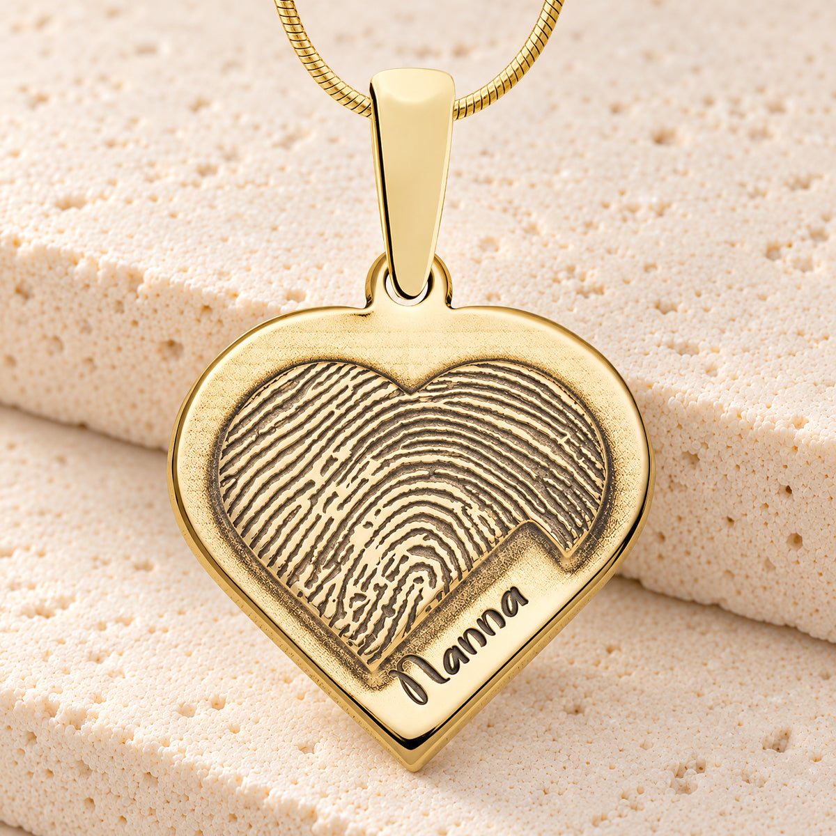 Raised Gold Plated Sterling Heart Fingerprint Necklace — main