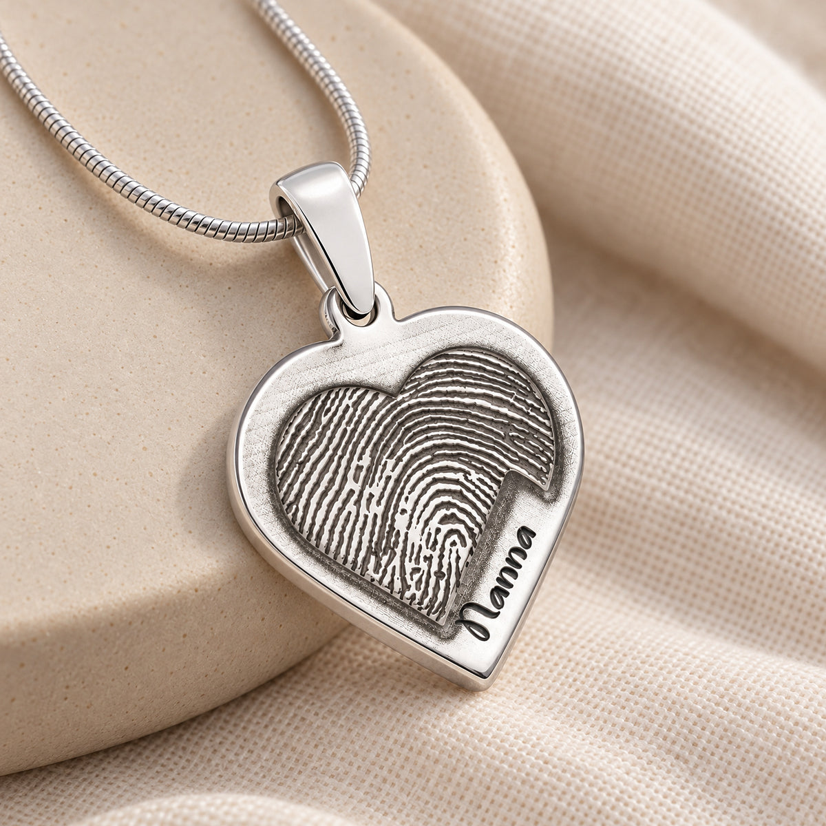 Raised Sterling Heart Fingerprint Necklace — alternate view