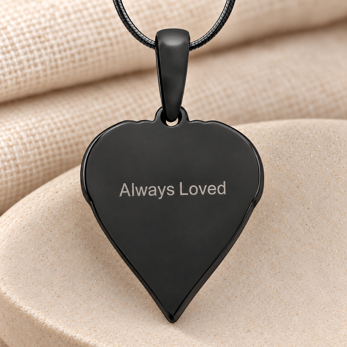 Black Plated Angel Wings Sterling Fingerprint Necklace — rear engraving