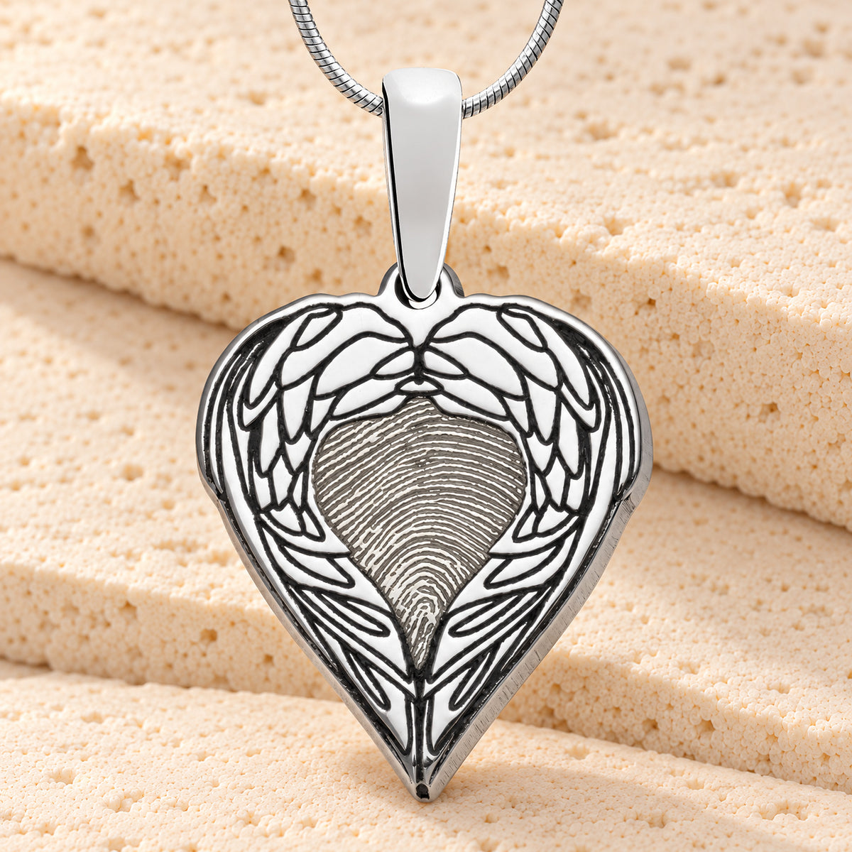 Angel Wings Sterling Fingerprint Necklace — main