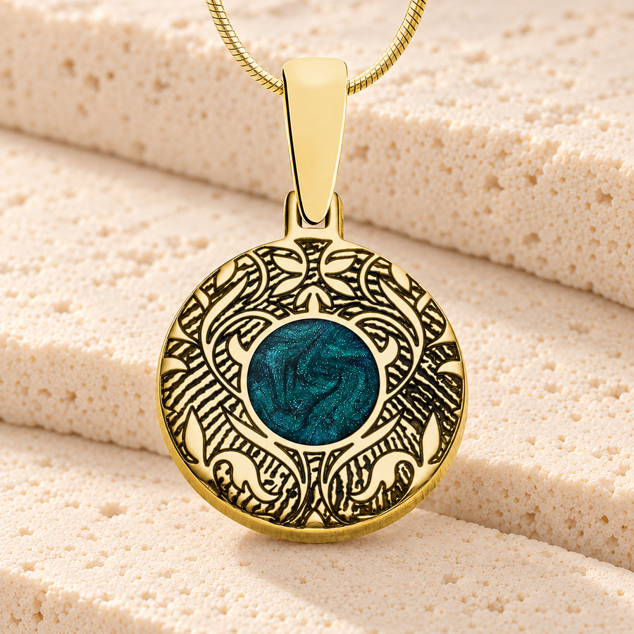 Gold Plated over Sterling Small Circle Ash and Fingerprint Necklace