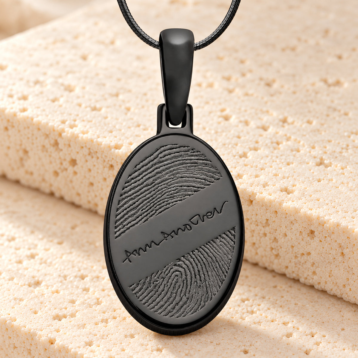 Black Plated Sterling Oval with Signature Fingerprint Necklace — main