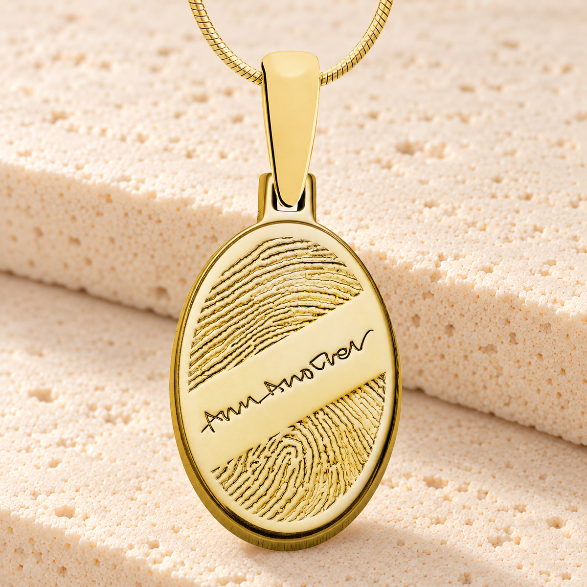 Gold Plated Sterling Oval with Signature Fingerprint Necklace — main