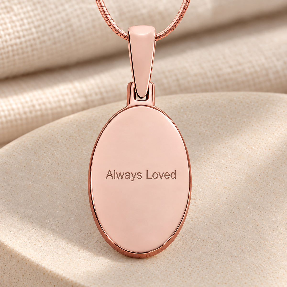Rose Gold Plated Sterling Oval with Signature Fingerprint Necklace — rear engraving
