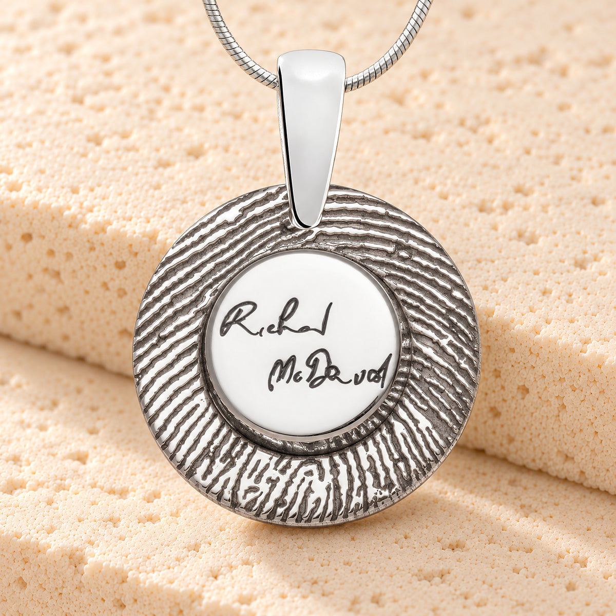 Signature Round Sterling Silver Fingerprint Necklace — main