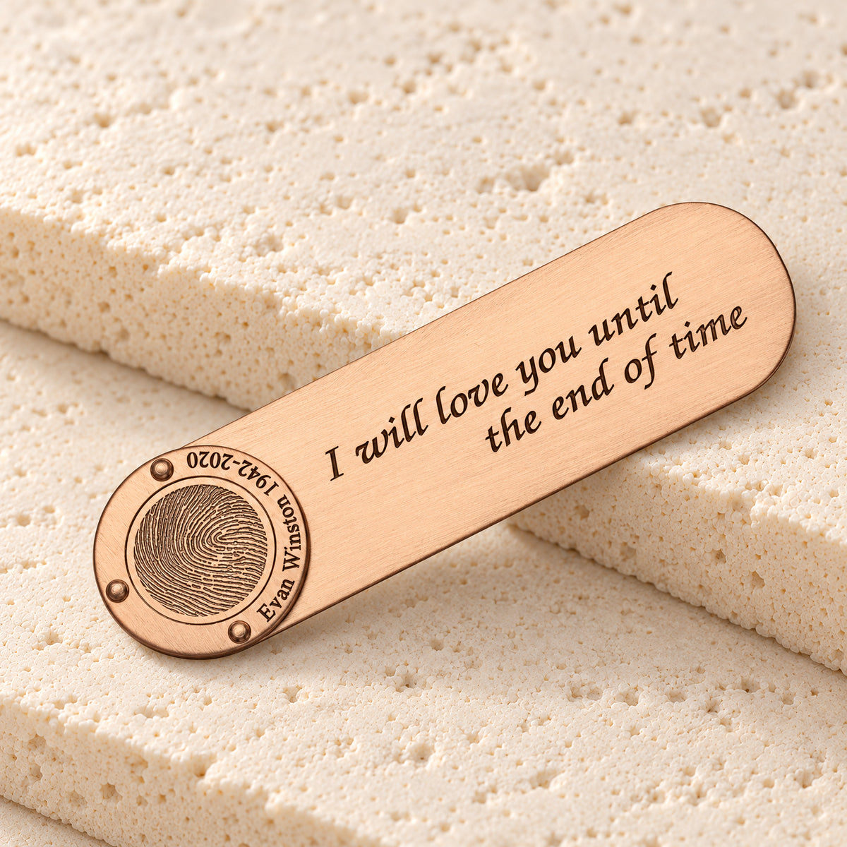 Brushed Copper Bookmark with Fingerprint — main