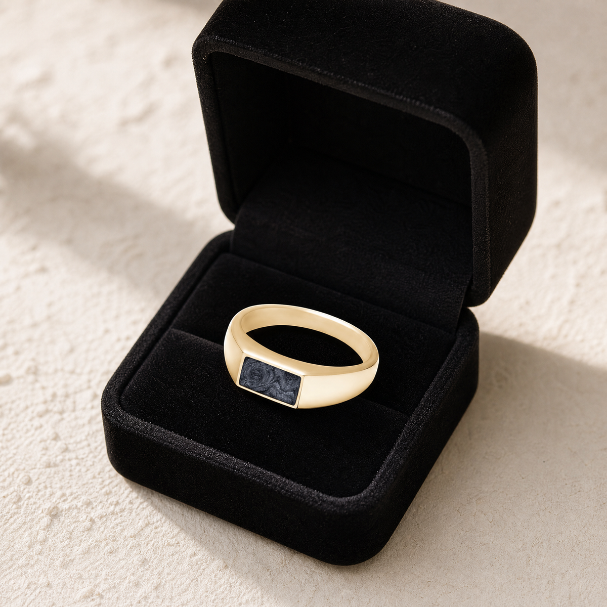 Solid 14K Gold Men's Desoto Ash Ring with Slate