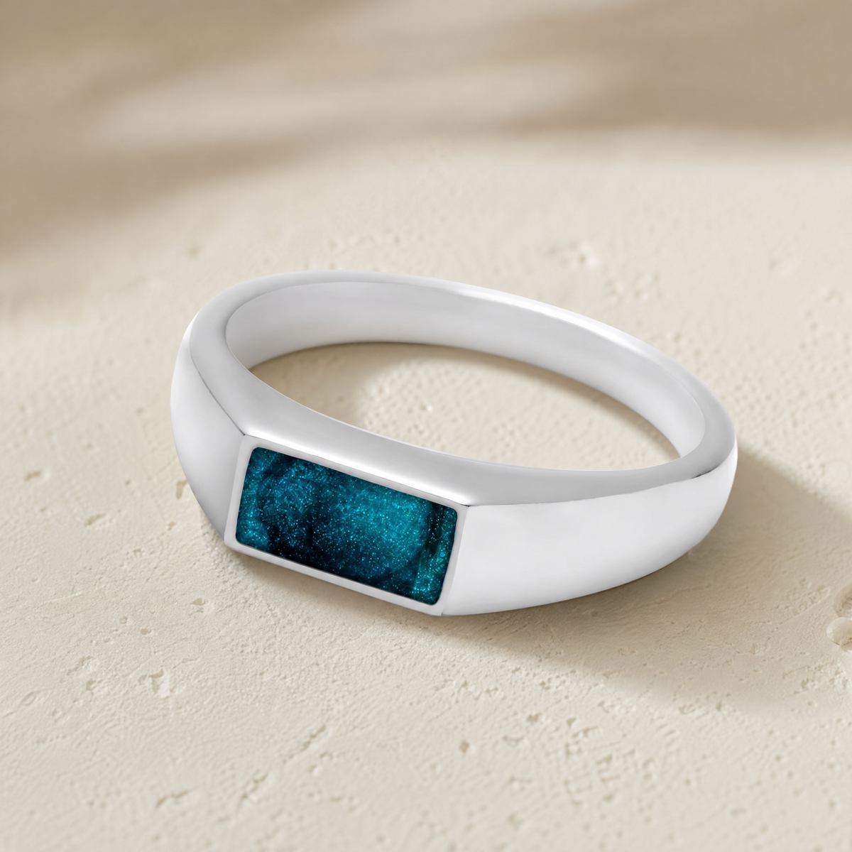 Men's Sterling Silver Desoto Ash Ring with Aqua