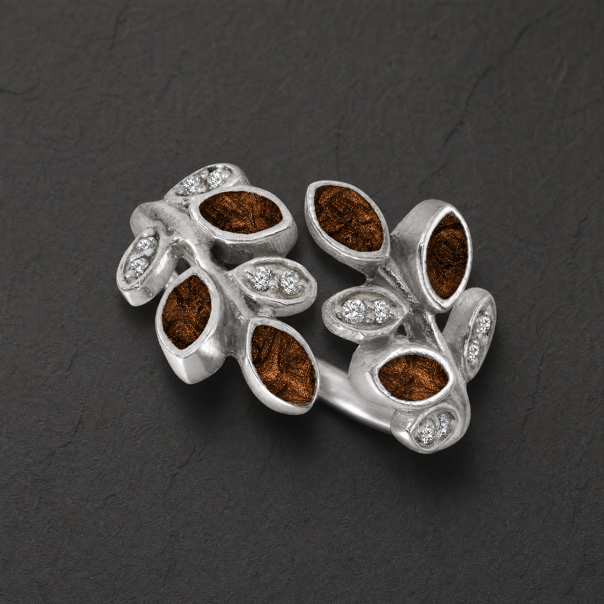 Women's Sterling Silver Chatelain Ash Ring with Carob