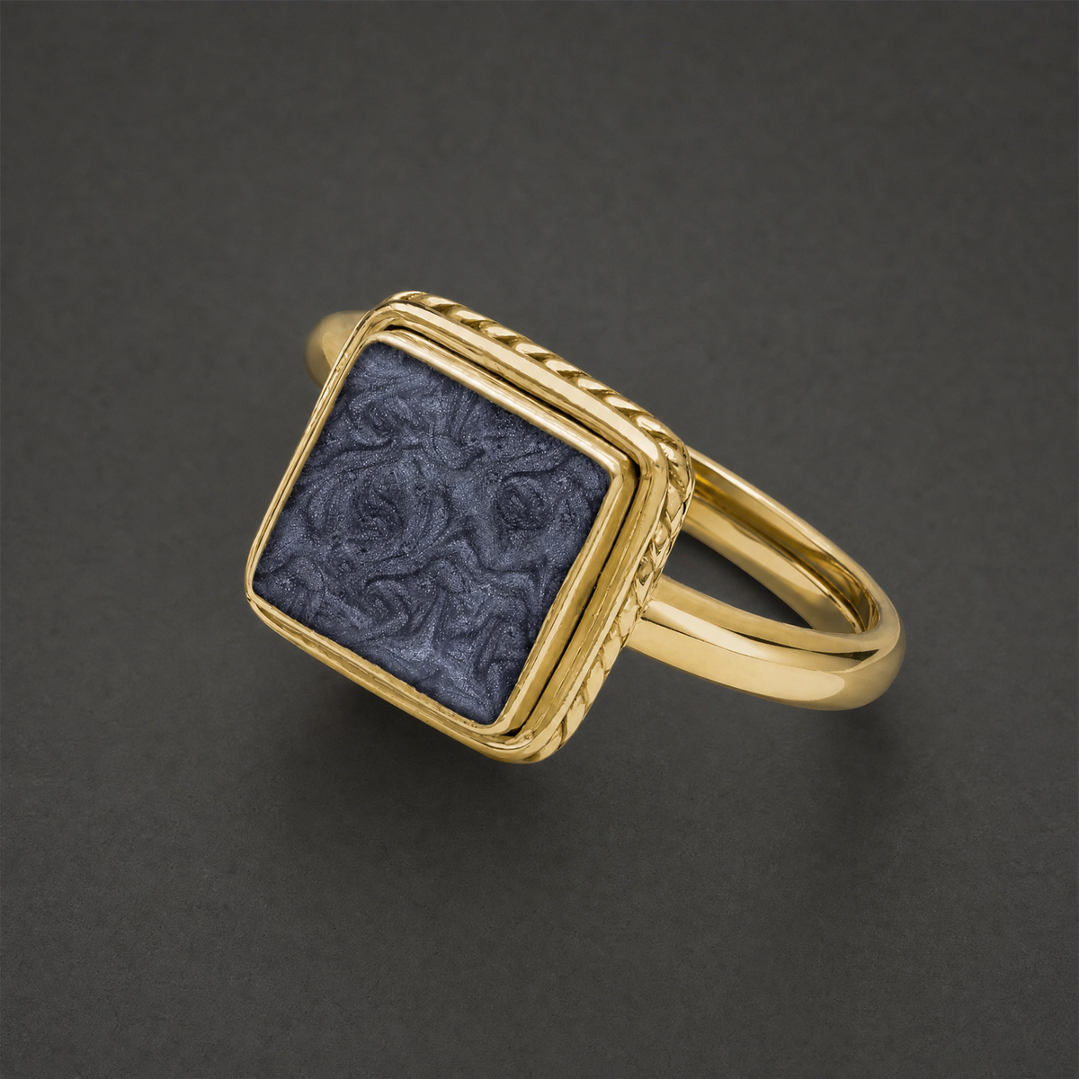 Solid 14K Gold Women's Granville Ash Ring with Slate