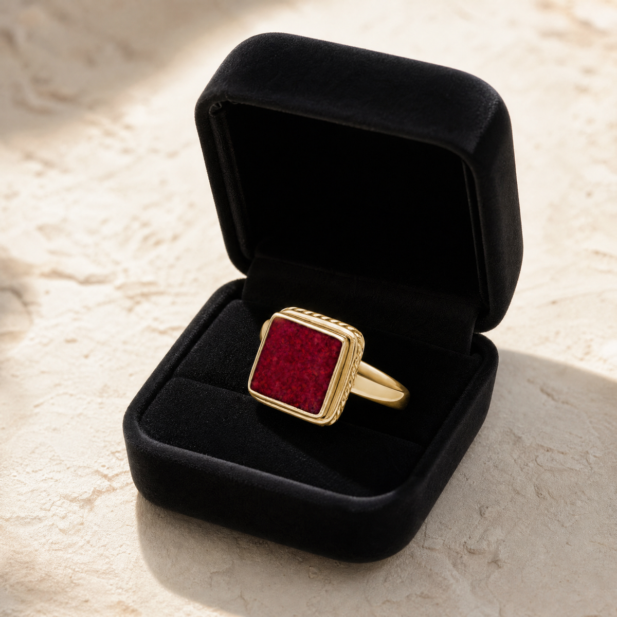 Solid 14K Gold Women's Granville Ash Ring with Scarlet Pearl Opal