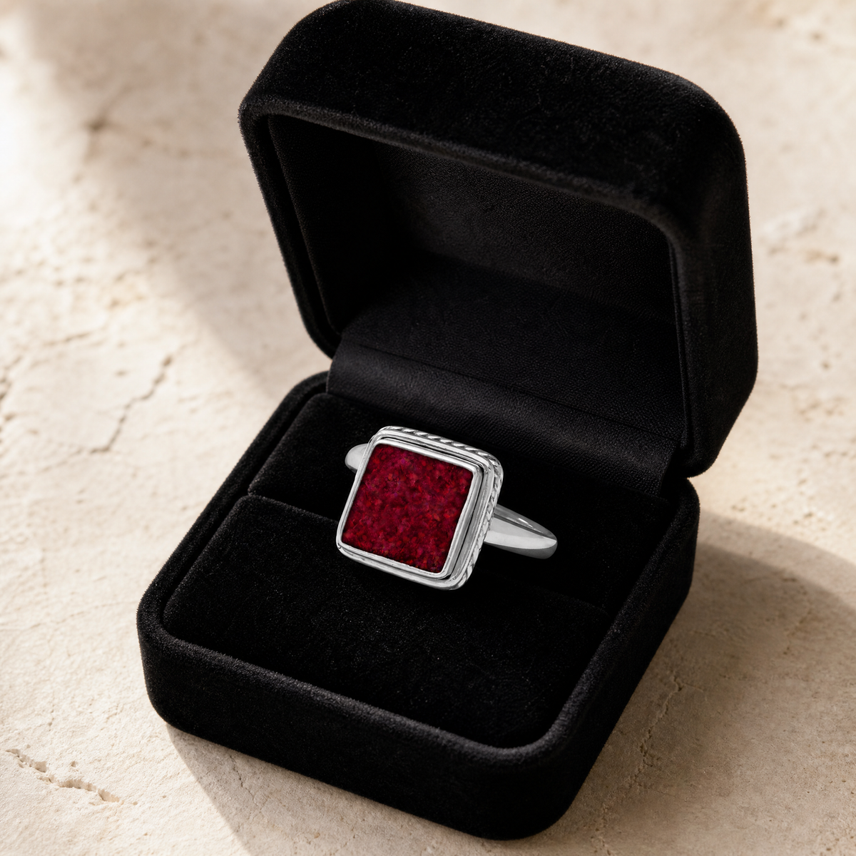 Women's Sterling Silver Granville Ash Ring with Scarlet Pearl Opal