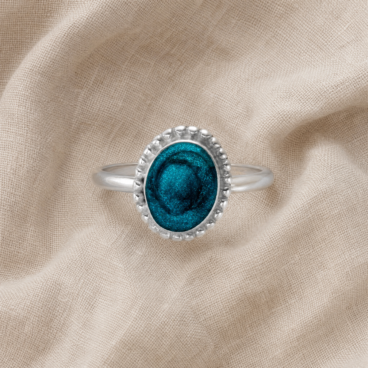 Women's Sterling Silver Bethany Ash Ring with Aqua
