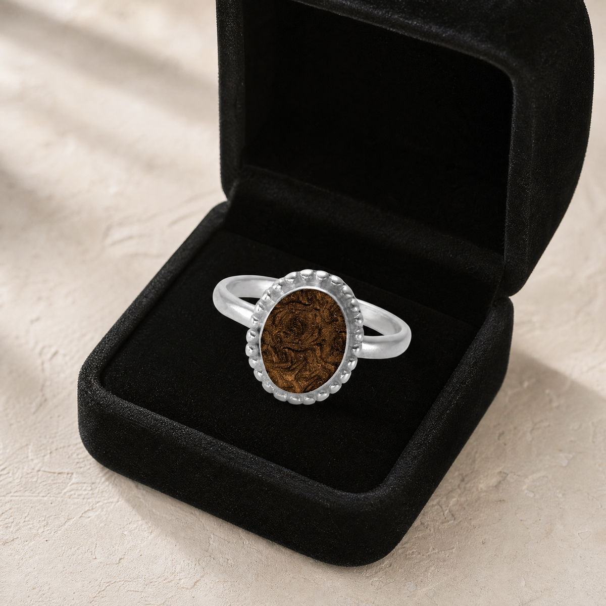 Women's Sterling Silver Bethany Ash Ring with Carob