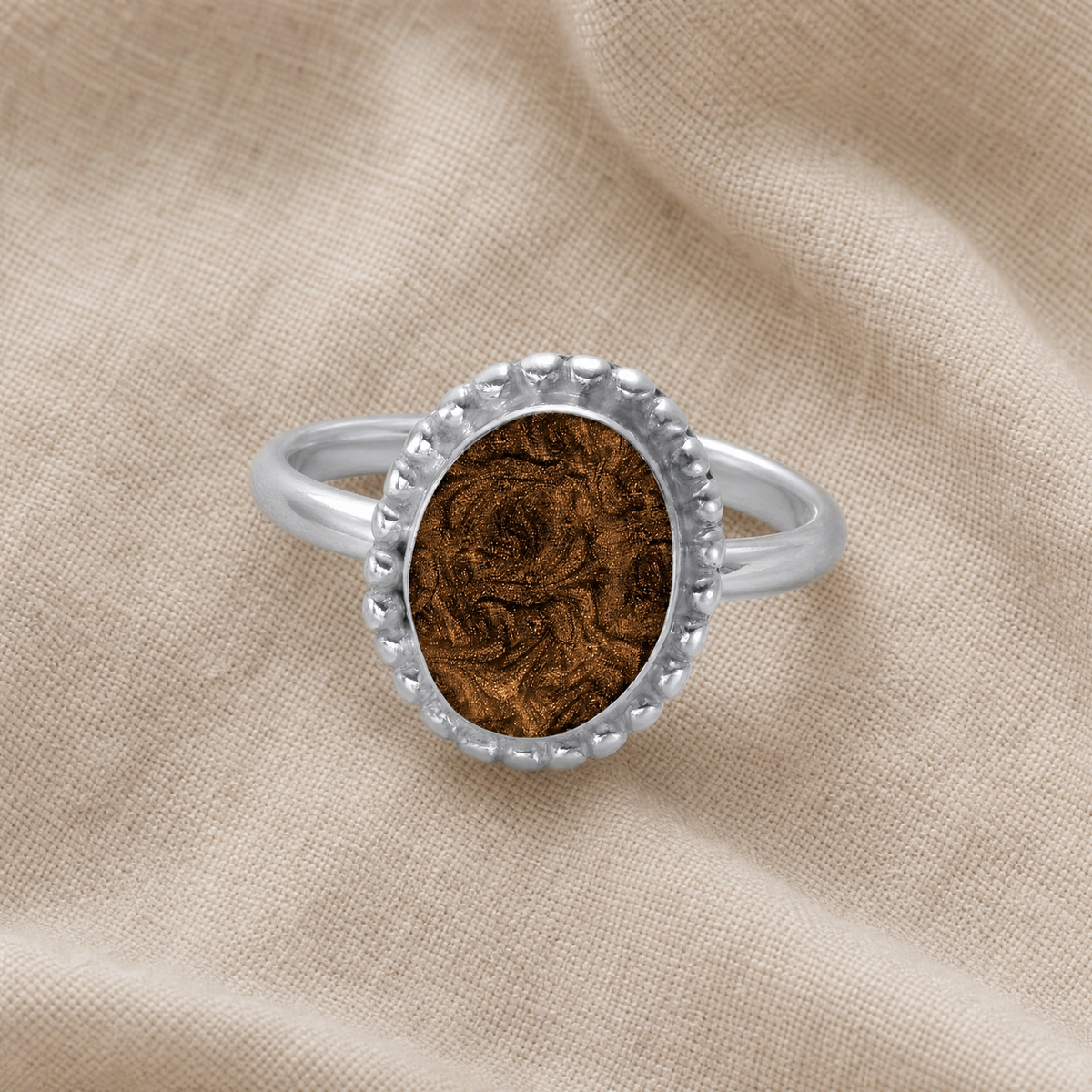 Women's Sterling Silver Bethany Ash Ring with Carob