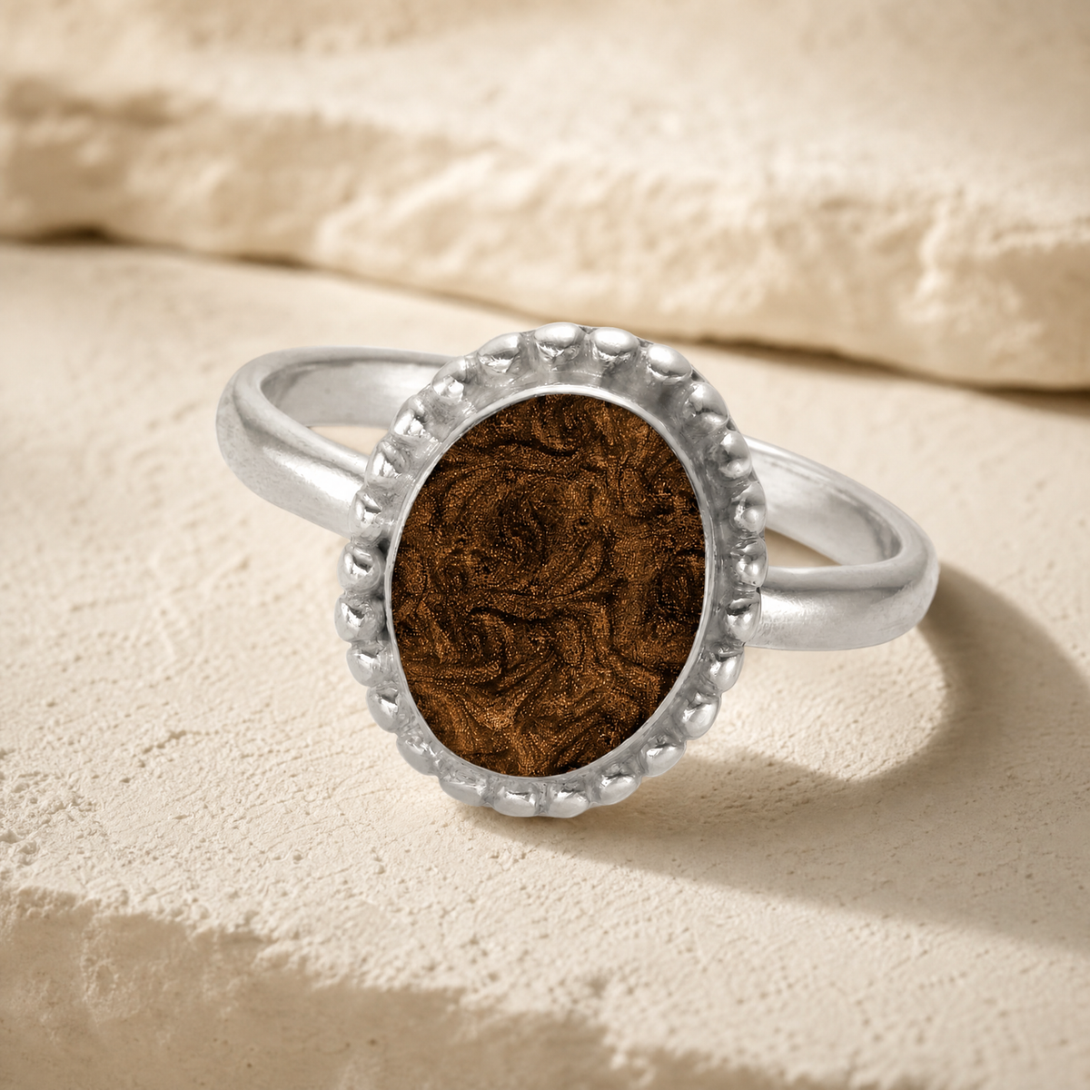 Women's Sterling Silver Bethany Ash Ring with Carob