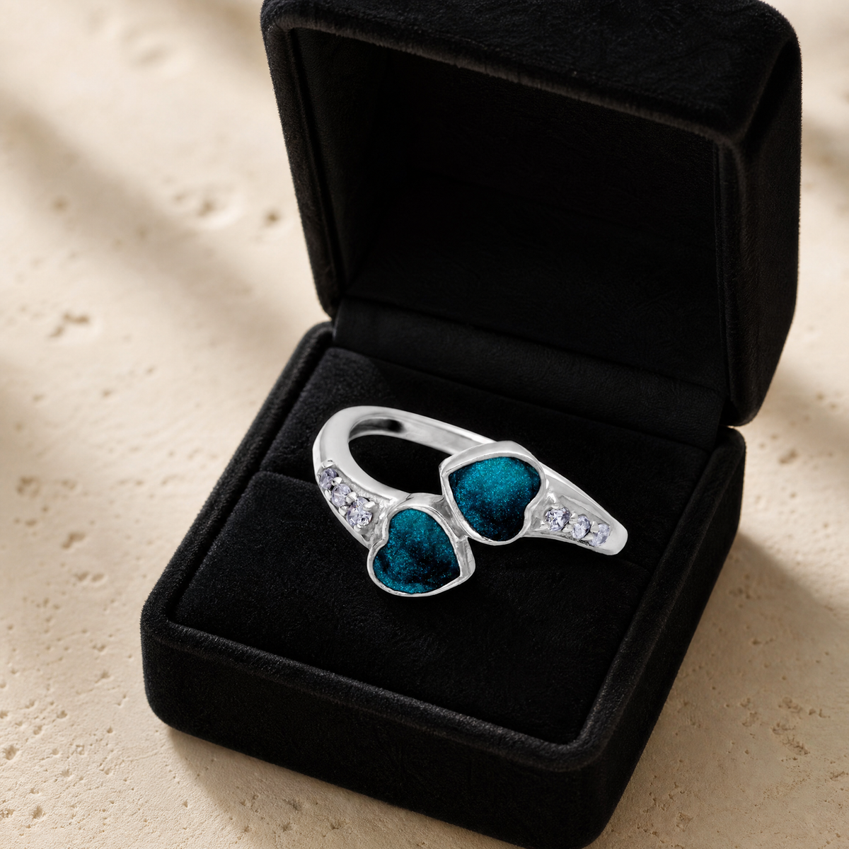 Women's Sterling Silver Rosalia Ash Ring with Aqua
