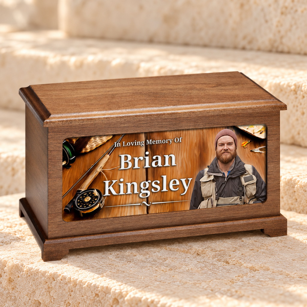 Fly Fishing Photo Urn For Ashes — main product image