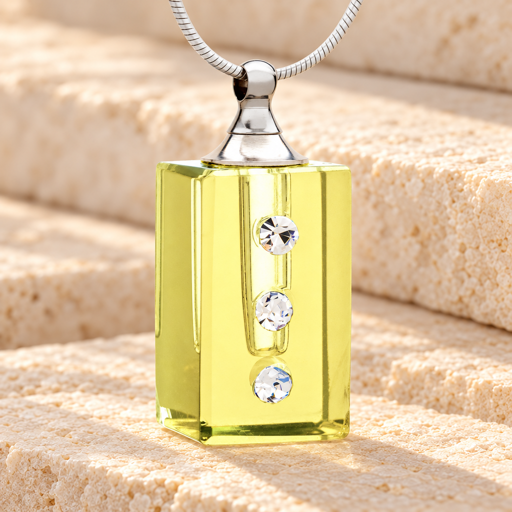 Glass Locket Yellow Reliable Ashes Jewelry — main — evr2093