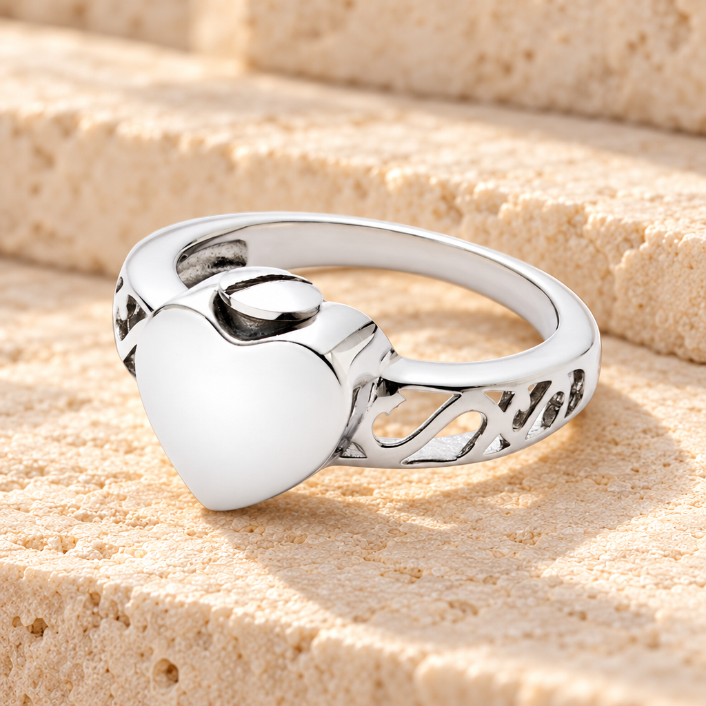Women's Silver Simply Love Cremation Ring — main product image