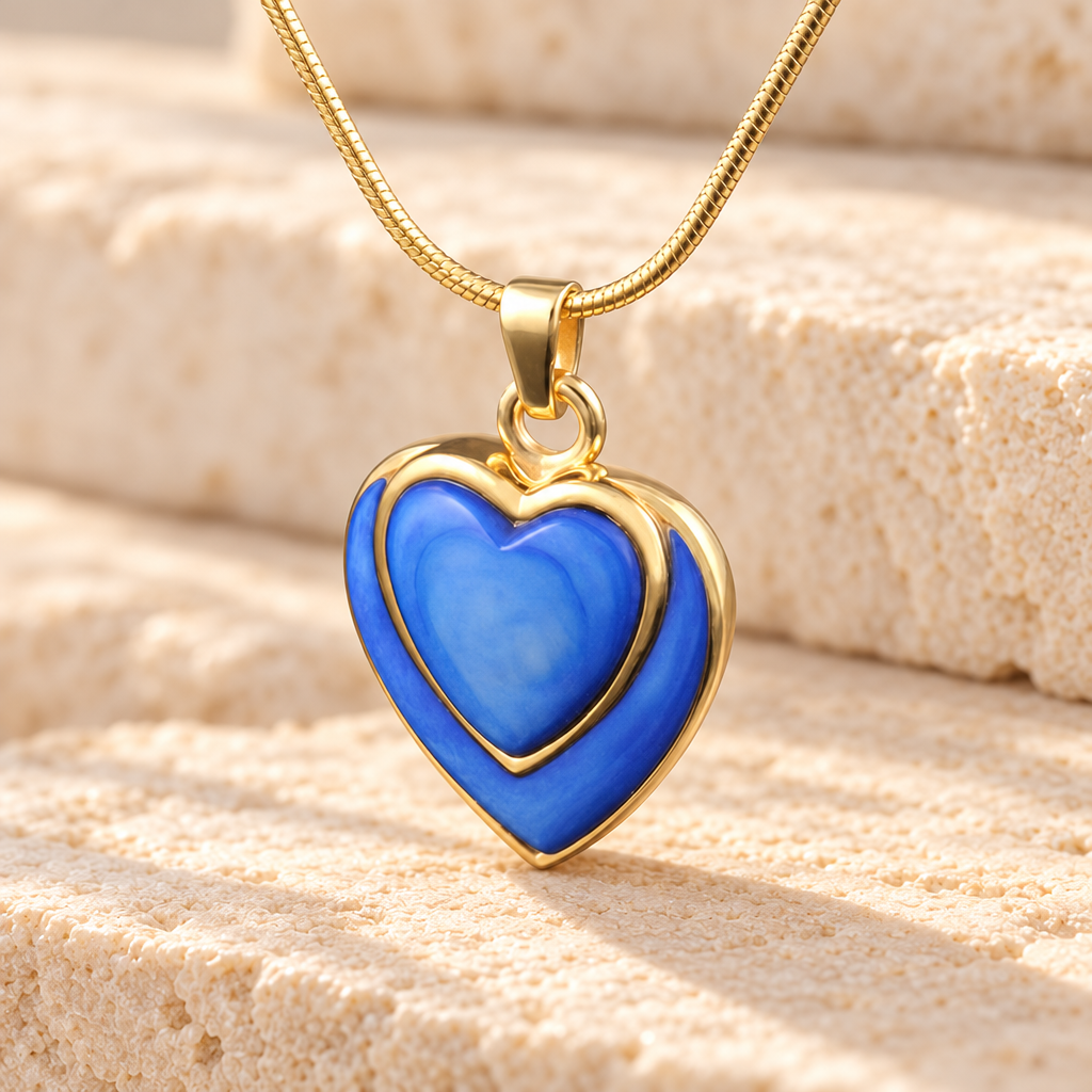 14k Gold Indigo Heart Memorial Jewelry — main — evr944kg
