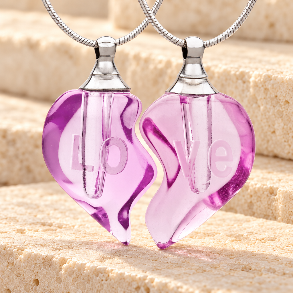 Glass Locket Pink Partnership Cremation Jewelry — main — evr2520