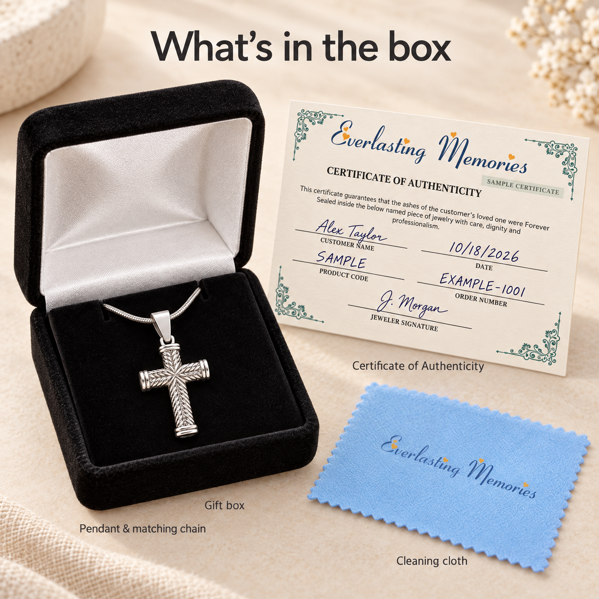 Cable Cross Forever Sealed Memorial Jewelry — whats in box — evr20026ssfs