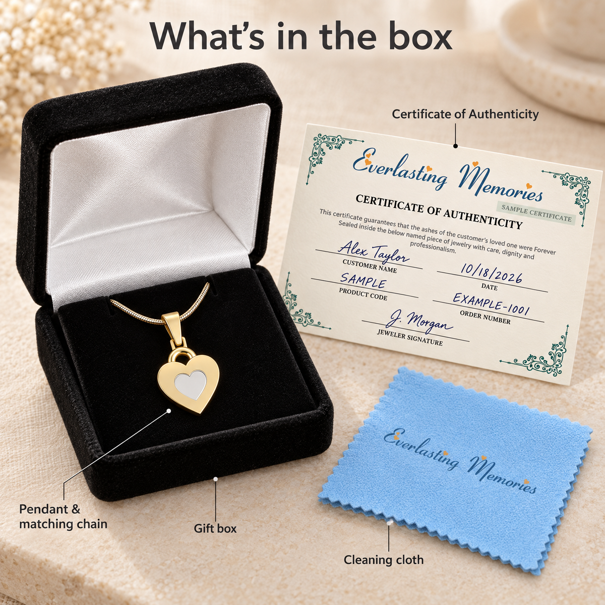 Solid 14K Gold and Sterling Duplicity Heart Forever Sealed Memorial Jewelry — whats in box — evr20036kgsfs