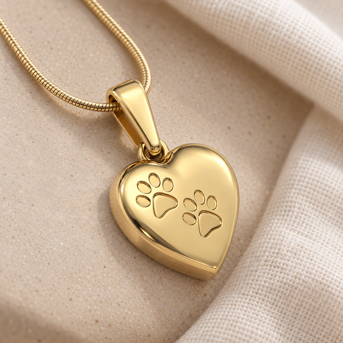 Gold Plated Paws Heart Forever Sealed Memorial Jewelry — alternate view — evr20049gfs