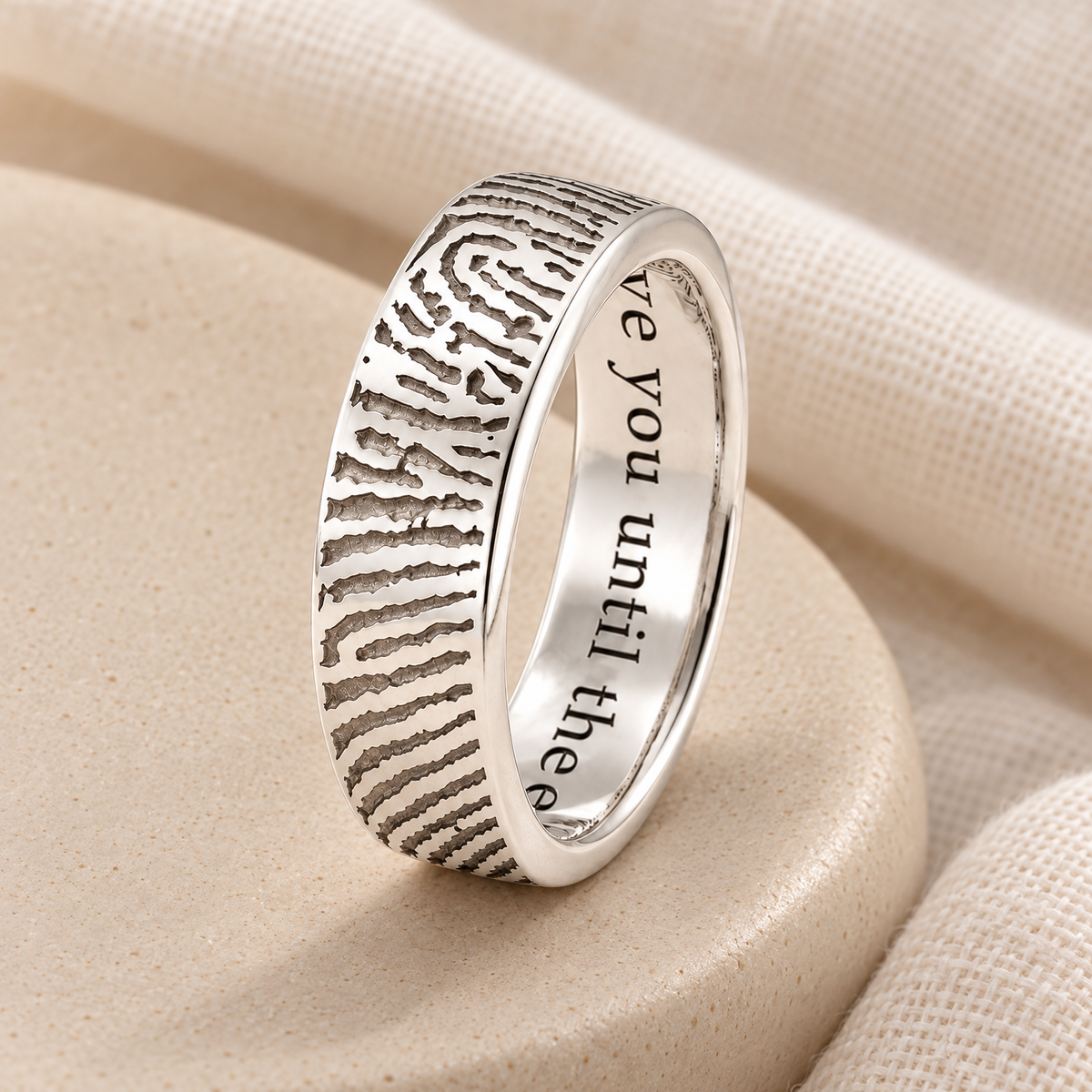 Standard Women's Sterling Silver Fingerprint Ring — alternate view — evr30000s