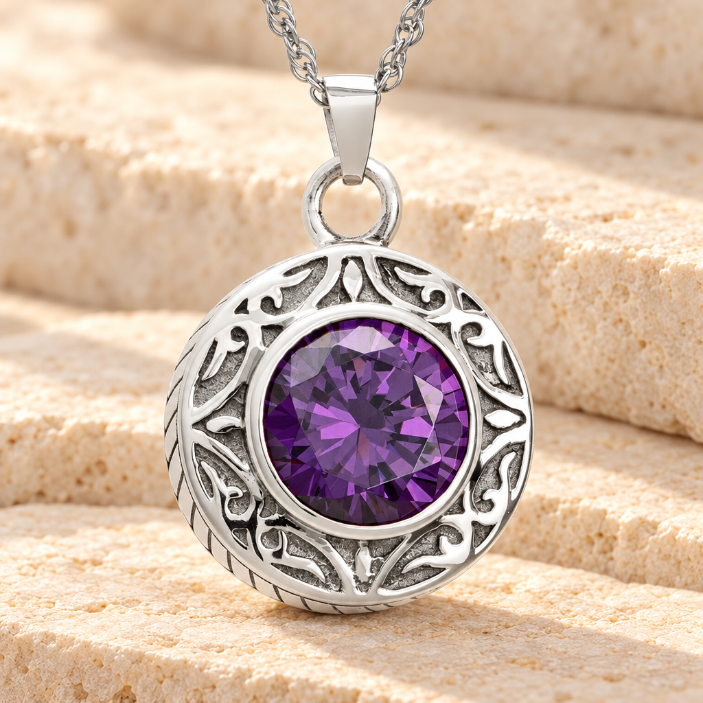 Sterling Silver Plum Cremation Urn Keepsake — main — evr804ss